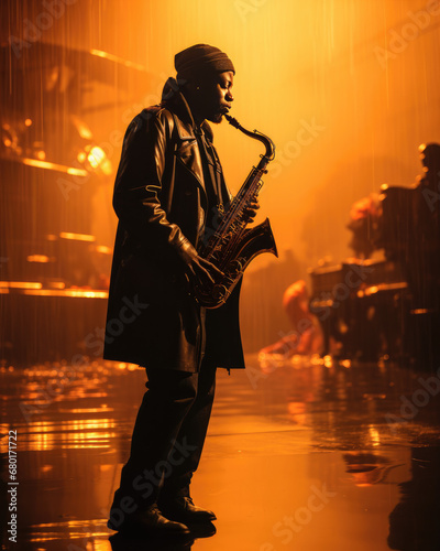 A Soulful Saxophonist Shines in a Cinematic  yellow-Lit Concert Setting