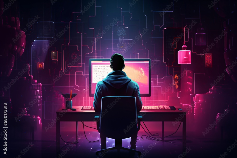 Illustration of an hacker Illustration of an hacker