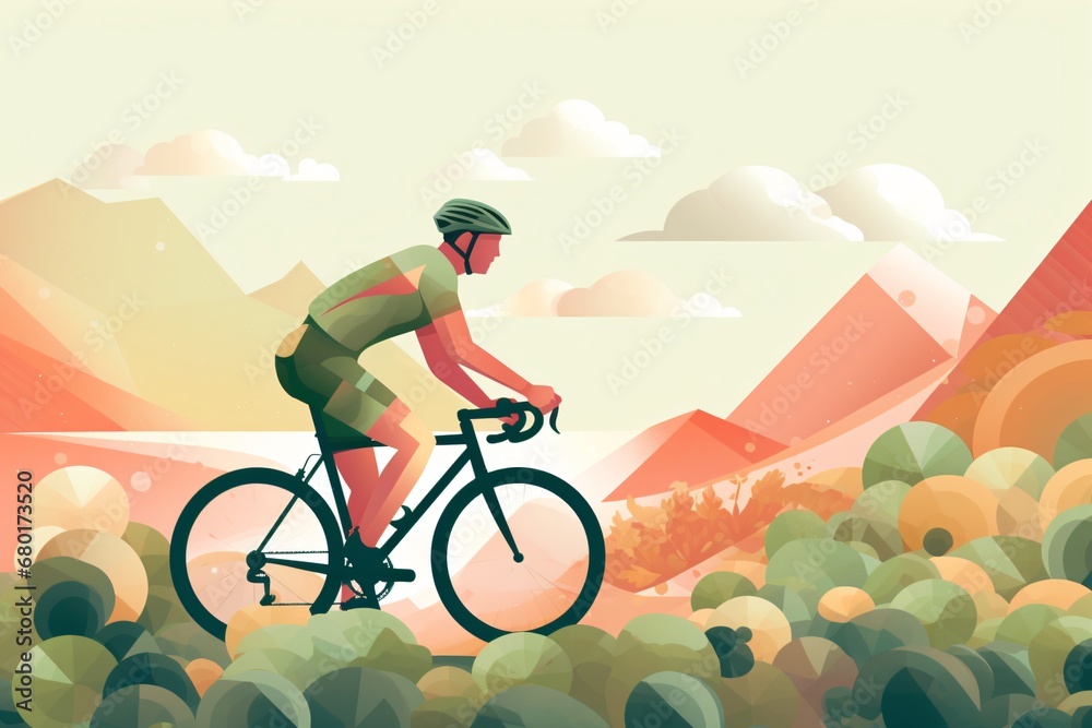 Graphic illustration of a person cycling