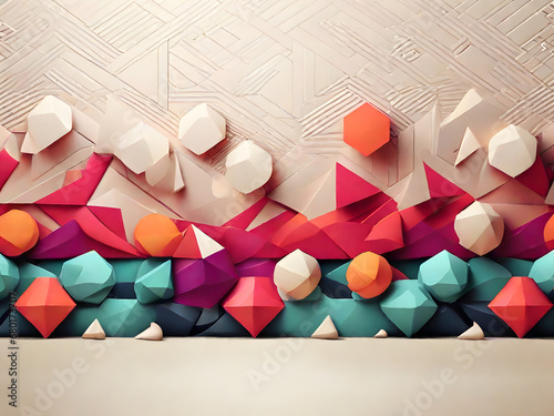 Modern Geometric Boho Abstract background texture. Image is generated with the use of an Artificial intelligence
