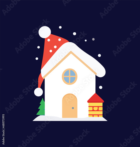 baba nuil house vector with snow and pope hat 