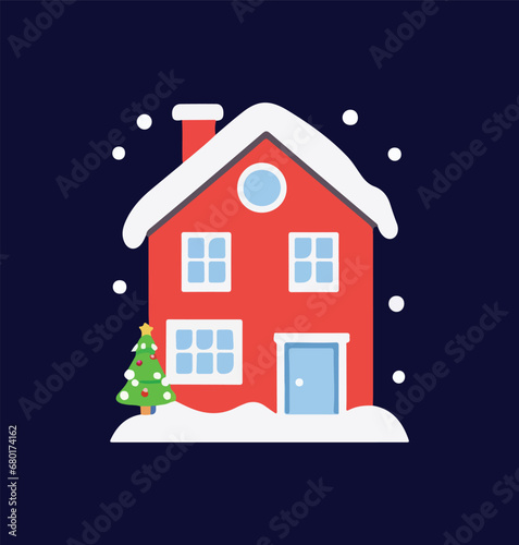 baba nuil house vector with snow and pope hat 