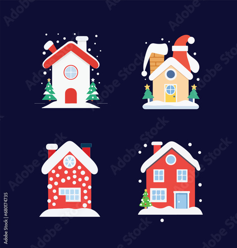 baba nuil house vector with snow and pope hat 