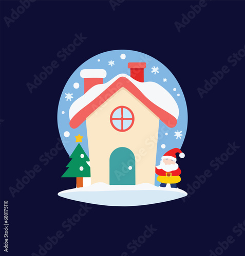 baba nuil house vector with snow and pope hat 