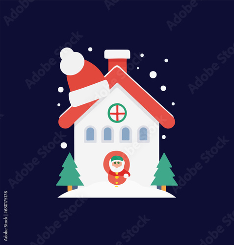 baba nuil house vector with snow and pope hat 