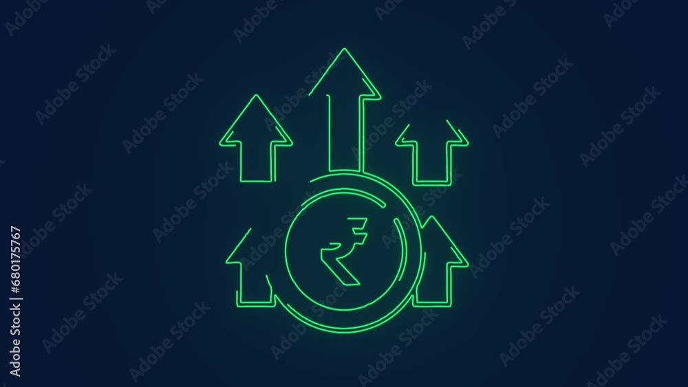 Indian economy growth with rupee growing to new high stock exchange market animation Indian economy growth with rupee growing to new high stock exchange market animation