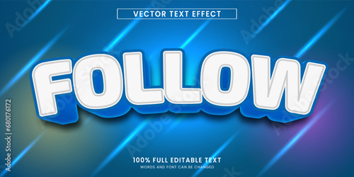 Vector design editable text effect, follow text style