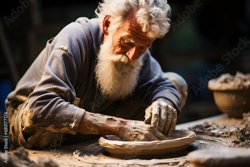 Wallpaper Mural Elderly artisan shape clay. Torontodigital.ca
