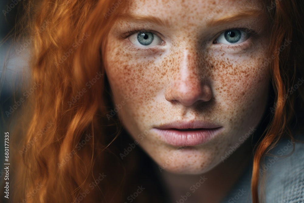 Young Woman with Freckles over Face Concept of Ugly Beauty Young Woman with Freckles over Face Concept of Ugly Beauty