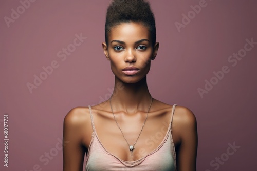 Anorexic Dark Skinned Woman Photo depicting Anorexia Mental Health Problems Standard of Beauty 