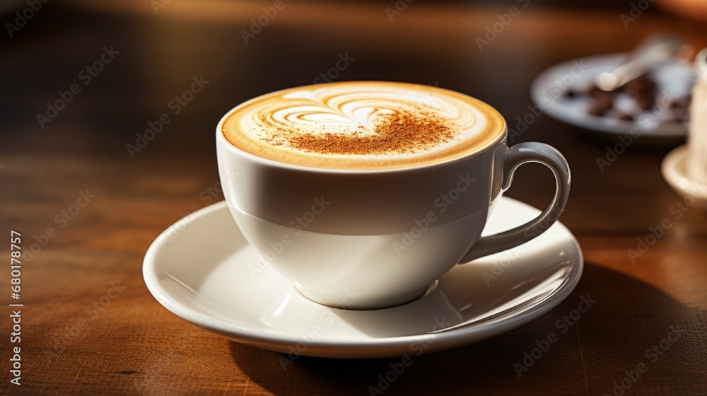 A Cup of Milk Coffee Mocha Cocoa Powder Latte Flat White on Wooden Table Background Good Morning Breakfast A Cup of Milk Coffee Mocha Cocoa Powder Latte Flat White on Wooden Table Background Good Morning Breakfast