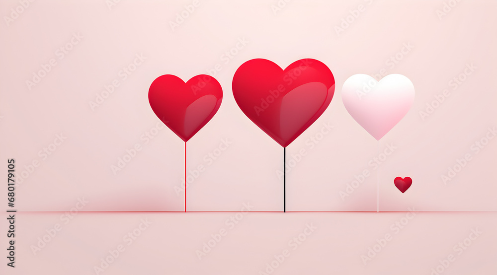 Artistic heart balloons with a minimalist design, symbolise love and romance.