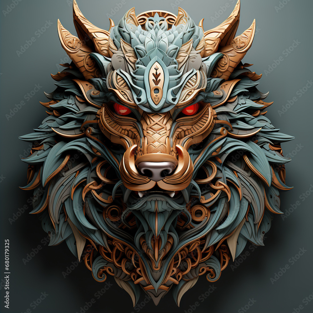Year of the Dragon Geometric shape modern style by Ai generated