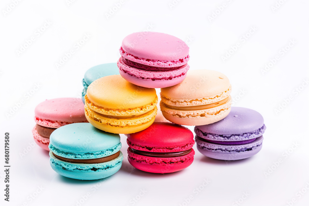 Colorful Macarons on a white Background