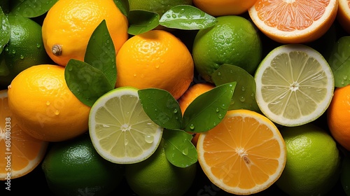 Various types of citrus fruits collected together.
