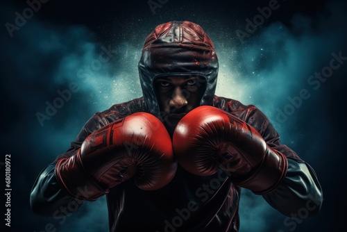 A Boxer Fights Through the Shadows in a Display of Power © lublubachka