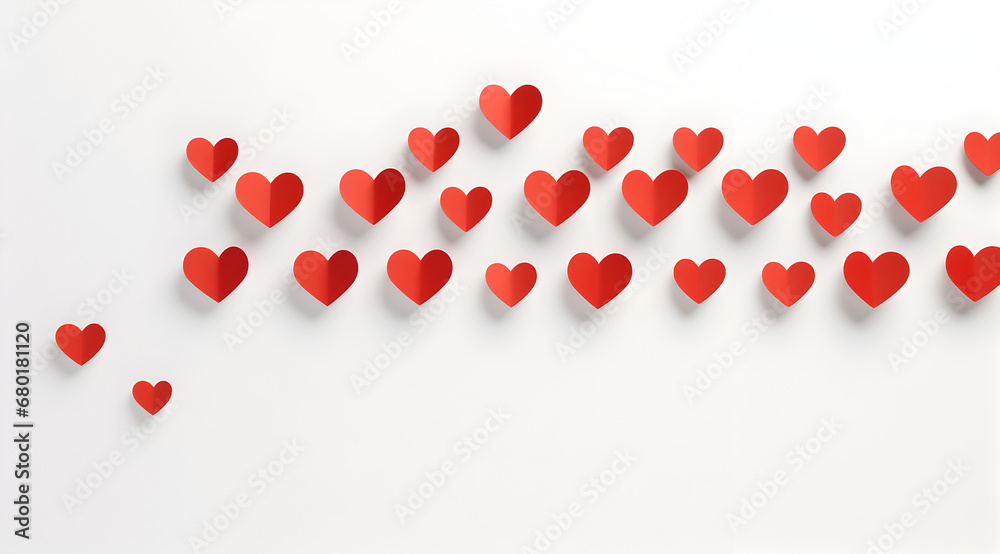 Artistic red hearts with a minimalist design, symbolise love and romance. Ideal for a valentine's card design.