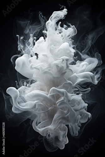 White smoke isolated on black background. Abstract background. Texture fog. Design element.