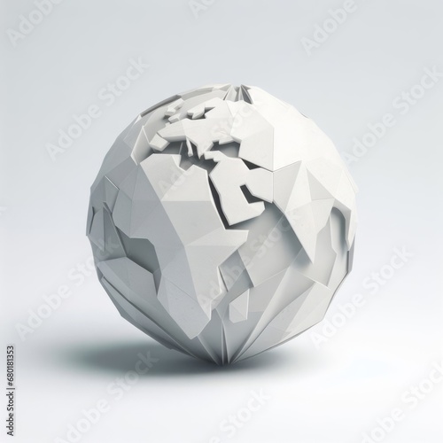 PLANET EARTH IN ORIGAMI VERSION WITH PAPER DETAILS, PLANET EARTH ORIGAMI ILLUSTRATED, CREATED WITH AI