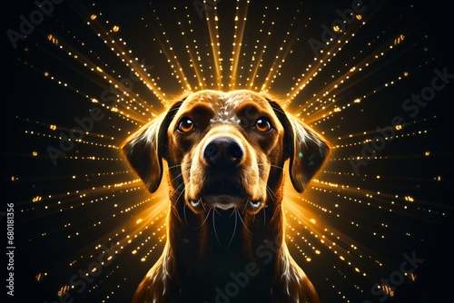 An enlightened dog harnessing celestial energy photo