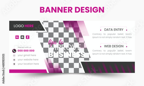 Modern banner design or  header background template in vector.  Horizontal header web banner design.