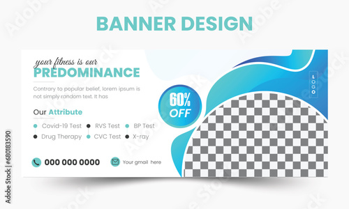 Medical healthcare web banner horizontal header web banner design template vector.