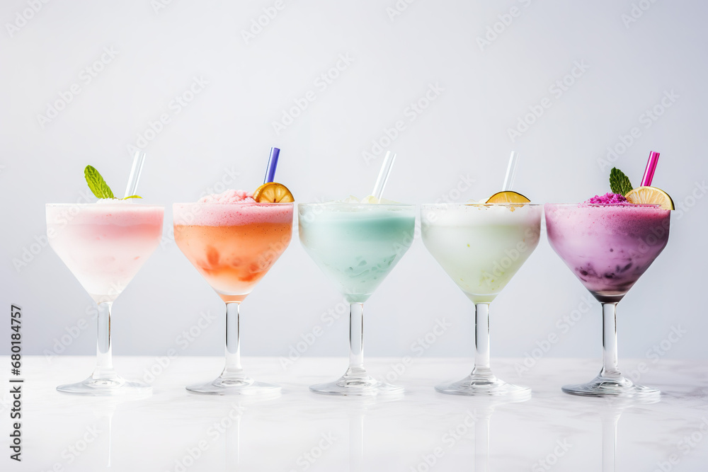 Pastel Drinks on White Background