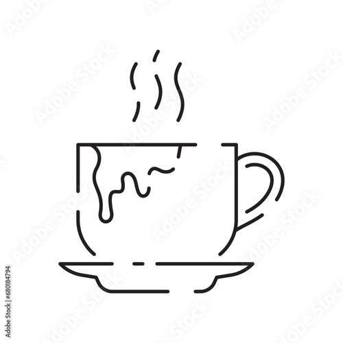 Christmas and winter hot chocolate Cup of hot cocoa with marshmallows and candy cane isolated on a white background. Vector holiday and Christmas designs