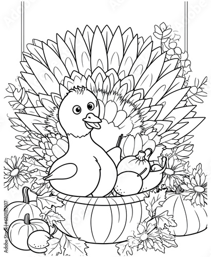 Turkey farm coloring page