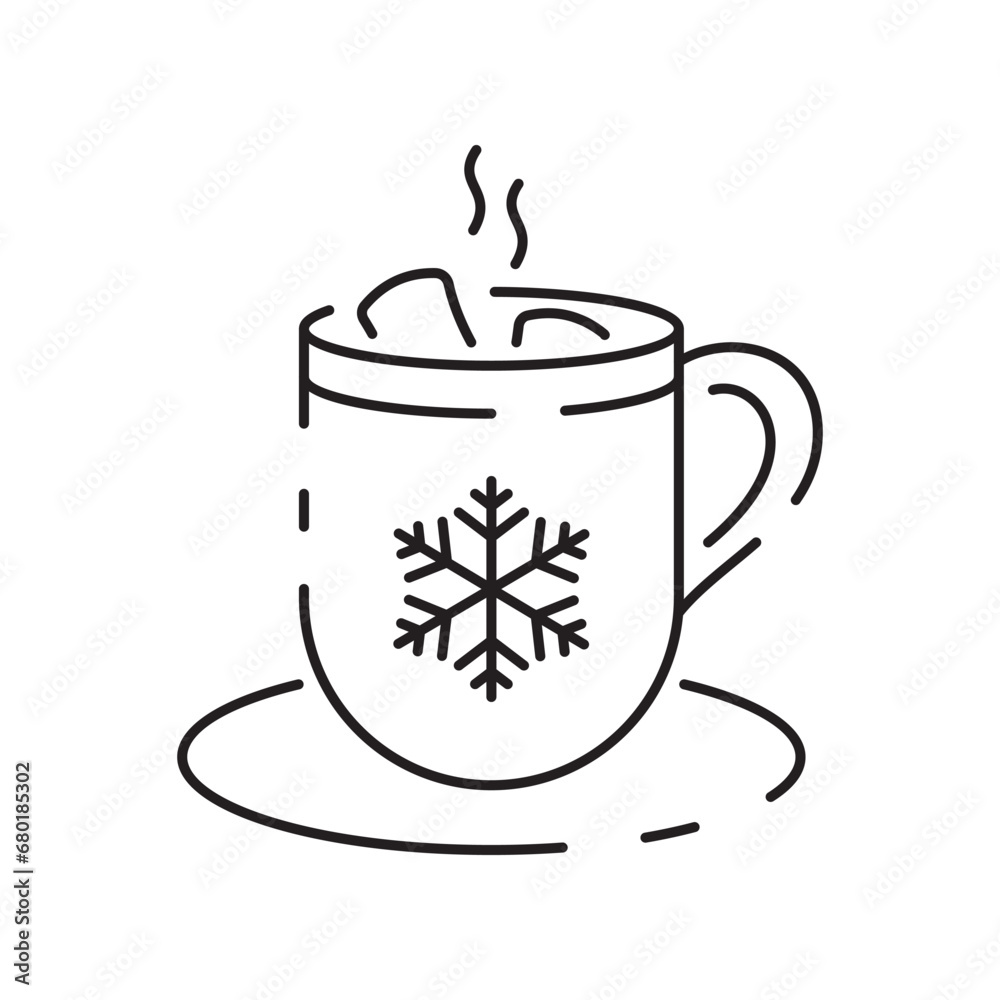 Christmas and winter hot chocolate Cup of hot cocoa with marshmallows and candy cane isolated on a white background. Vector holiday and Christmas designs Christmas and winter hot chocolate Cup of hot cocoa with marshmallows and candy cane isolated on a white background. Vector holiday and Christmas designs