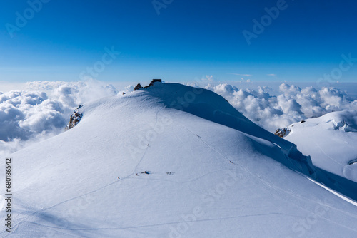 Switzerland, Panoramic view on Snow Alps and Blue Sky around Titlis mountain. Monte rosa or Dufourspitze The Spaghetti Tour is a traverse of the Monte Rosa massif.