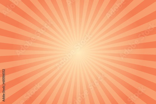 Pink orange retro vintage style background with sun rays. Corel color sunburst background. Vector illustration photo