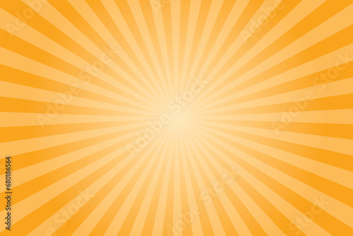 Abstract orange sunburst background. Yellow Retro vintage style background with sun rays. Retro sunburst pattern.