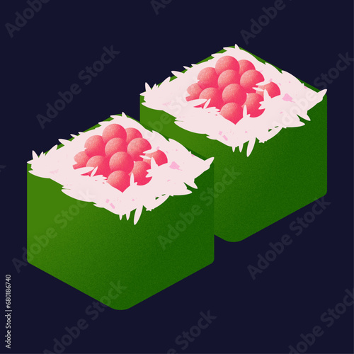 Japanese culture cute characters. Green sushi sticker.
