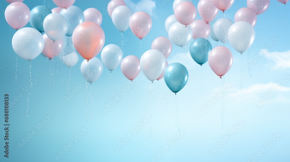 a bunch of balloons floating in the air with a blue sky in the back ground and white clouds in the back ground and a light blue sky in the background. a bunch of balloons floating in the air with a blue sky in the back ground and white clouds in the back ground and a light blue sky in the background.