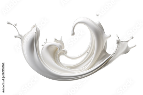 twisted milk splash isolated on a transparent background, creamy Yogurt or white paint wave swirl splashing clipart PNG, liquid splash	