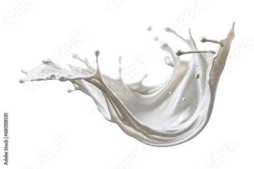 twisted milk splash isolated on a transparent background, creamy Yogurt or white paint wave swirl splashing clipart PNG, liquid splash	 photo