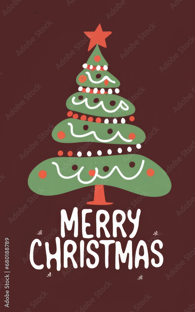 Christmas card with text Merry Christmas. Illustration in 2D drawn style celebrating Happy New year Christmas card with text Merry Christmas. Illustration in 2D drawn style celebrating Happy New year