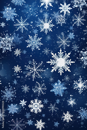 White Snowflakes on Blue Background