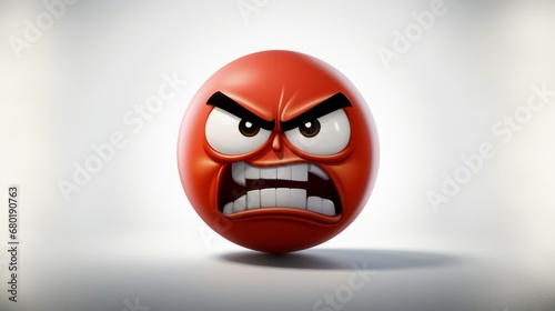 Angry Face Emoji. A red face with a frowning mouth and eyes and eyebrows scrunched downward in anger