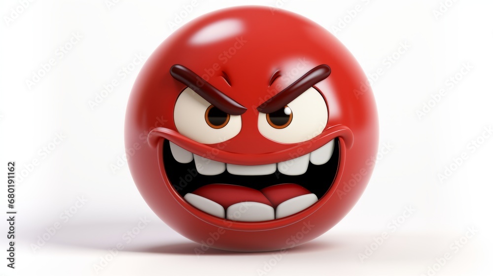 Angry Face Emoji. A red face with a frowning mouth and eyes and eyebrows scrunched downward in anger