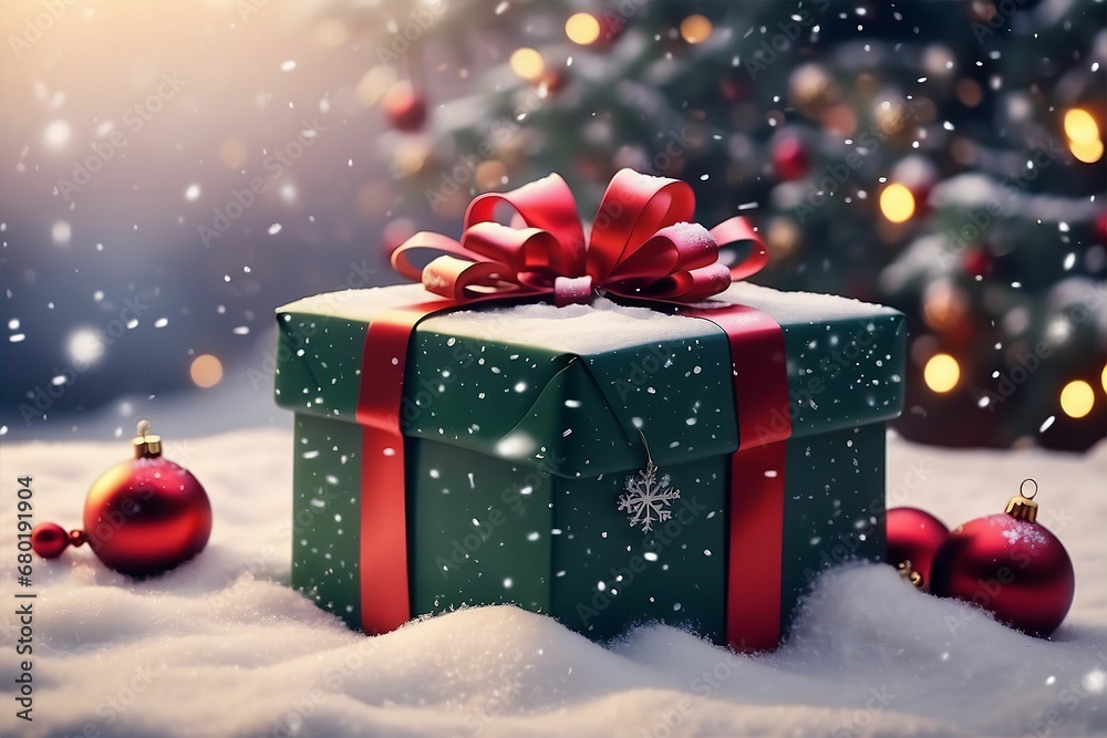 christmas background with gift boxes and balls Generative AI christmas background with gift boxes and balls Generative AI
