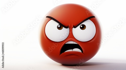 Angry Face Emoji. A red face with a frowning mouth and eyes and eyebrows scrunched downward in anger photo