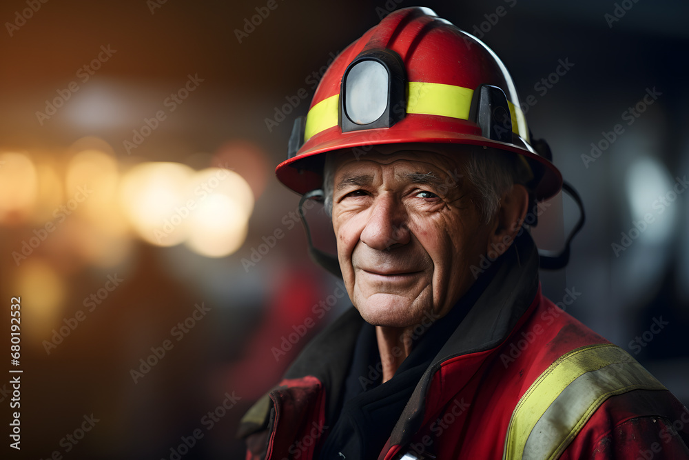 Very old man working as firefighter. Concept for problems with pushing back statutory retirement age for people in hard labor jobs Very old man working as firefighter. Concept for problems with pushing back statutory retirement age for people in hard labor jobs