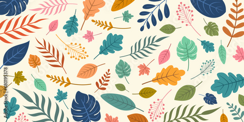 Beautiful Seamless Falling Leaves Background, sale, decorative, vector illustration.