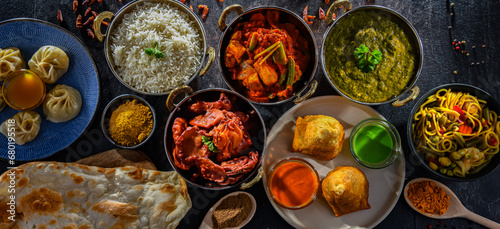 Composition with indian dishes. photo