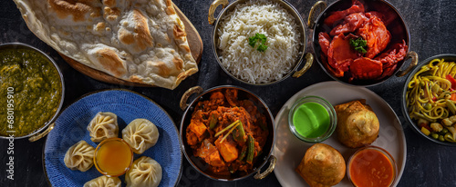 Composition with indian dishes. photo