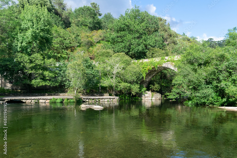 View of the lake on the Maceira river beach. Covelo - Galicia - Spain