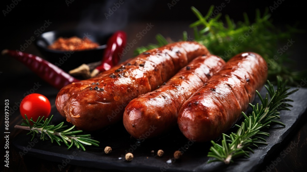 Bavarian sausages on the background of a cozy kitchen Bavarian sausages on the background of a cozy kitchen