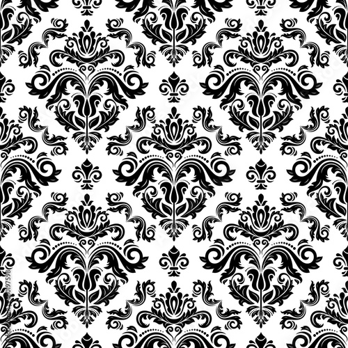 Classic seamless pattern. Damask orient ornament. Classic vintage black and white background. Orient pattern for fabric, wallpapers and packaging